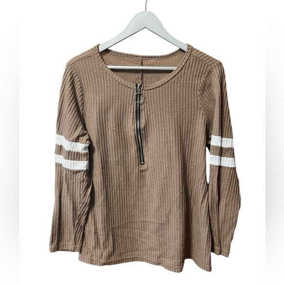 SHEIN Curve Brown & White Waffle Knit Shirt – XL - Picture 1 of 4
